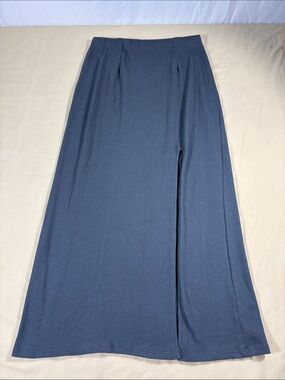 Isla Est 1968 Charcoal Knit Midi Skirt Womens Size Large L Ribbed Slit NWT